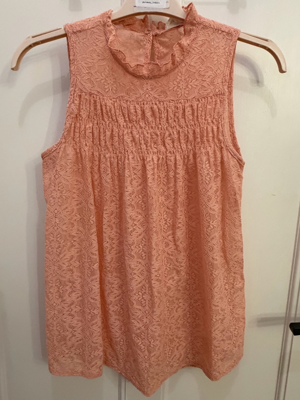 Ember Lace Mock-Neck Sleeveless Tank in Peach